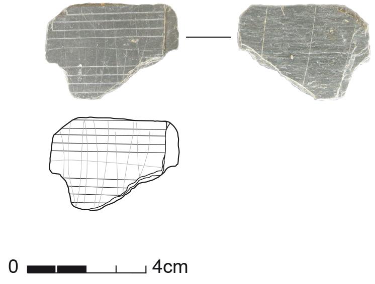 Figuur 4: Een leisteenfragment uit de abdij van Prémontré (Aisne)  (Foto Galmiche et al, 2019)