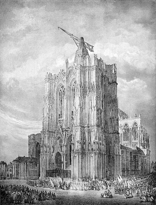 Tekening onafgewerkte Dom van Keulen, 1851 (Max Hasak) 